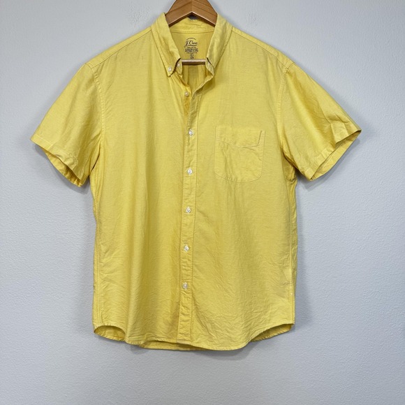 J. Crew Other - J.Crew Shirt Mens Large Yellow Lightweight Oxford Slim Button‎ Down Short Sleeve